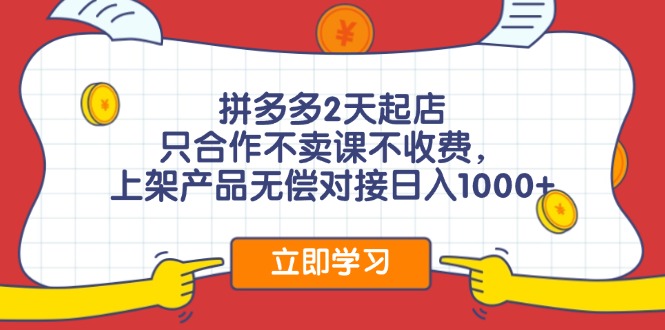 (8.29)拼多多0成本开店，只合作不卖课不收费，0成本尝试，日赚千元+