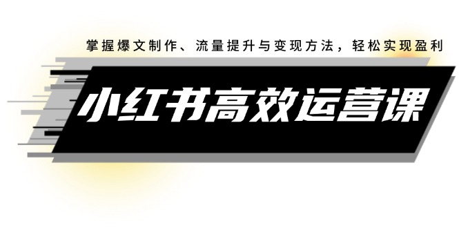 小红书高效运营课：掌握爆文制作、流量提升与变现方法